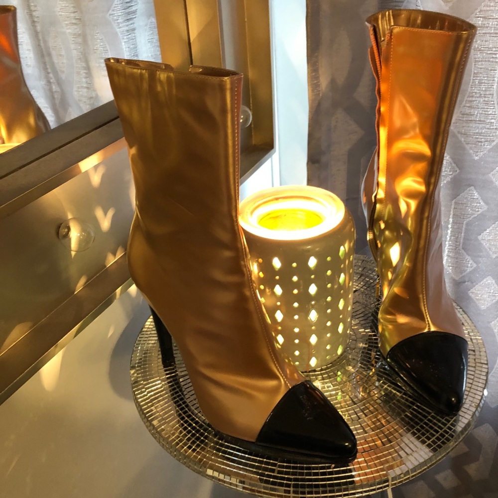 Black and gold booties